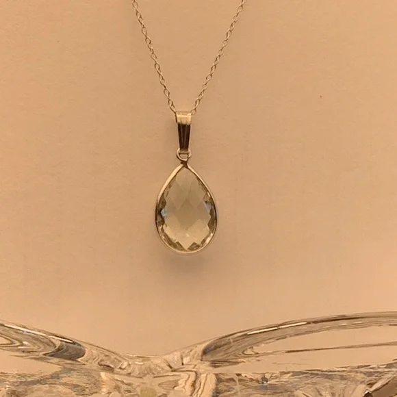 Genuine natural green amethyst 6.05ct pear cut Sterling silver 925 pendant/chain - Picture 7 of 13